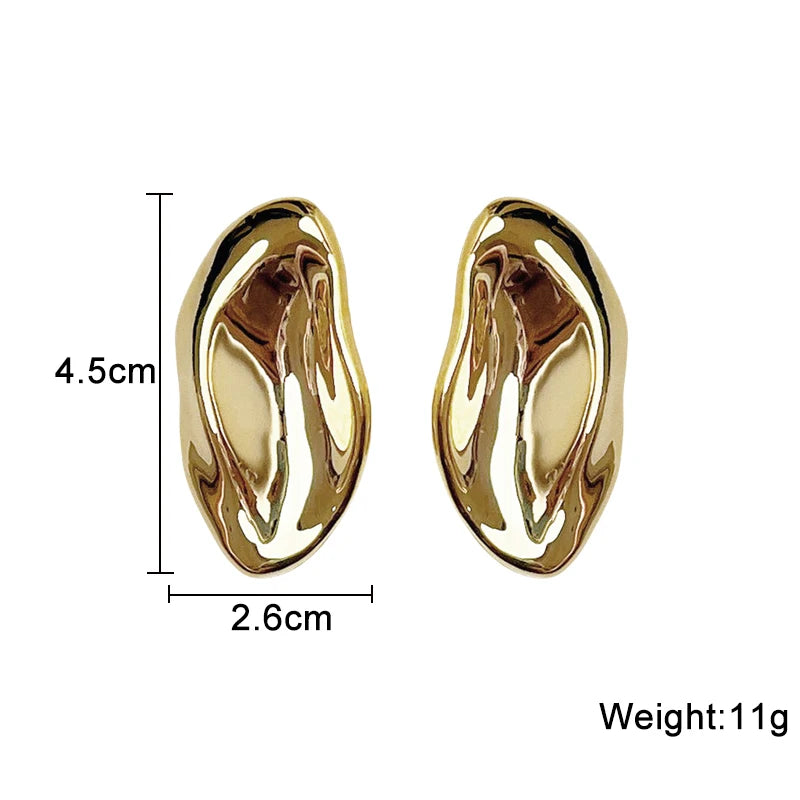 Unique Gold Ear-Shape Dangle Earrings