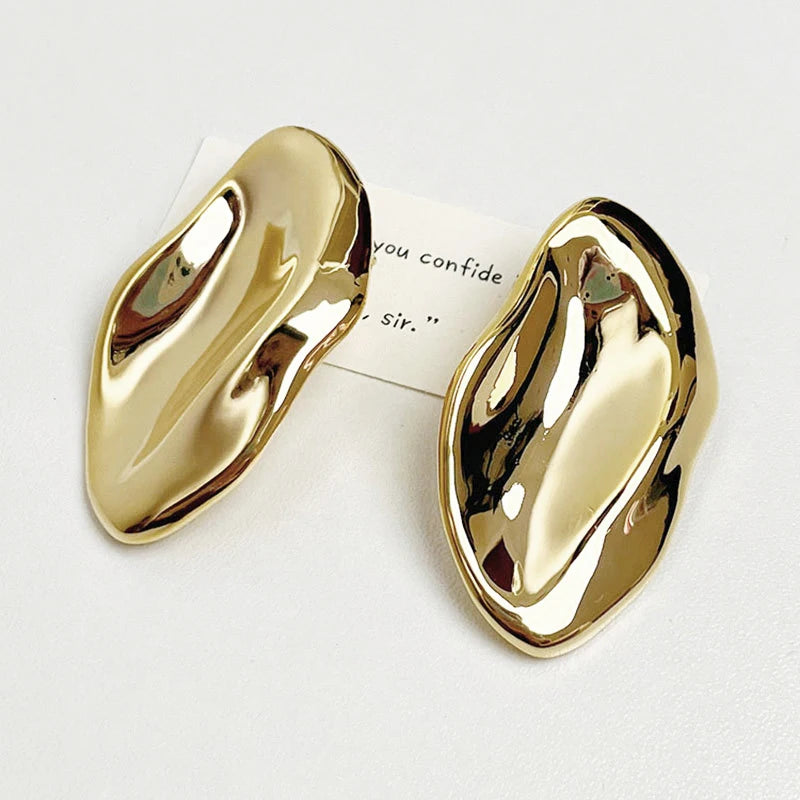 Unique Gold Ear-Shape Dangle Earrings