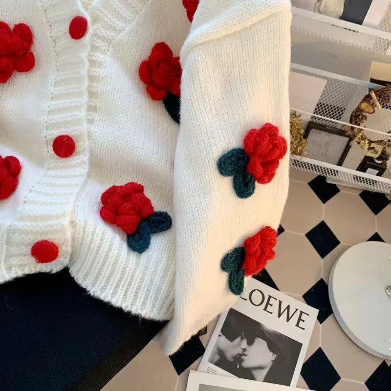 Floral Knit Cardigan for Women – Autumn/Winter Chic