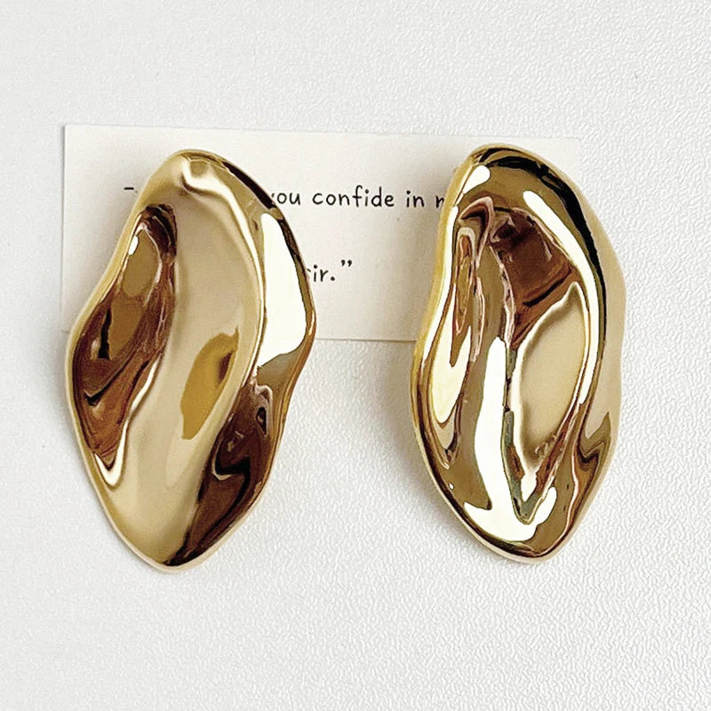Unique Gold Ear-Shape Dangle Earrings