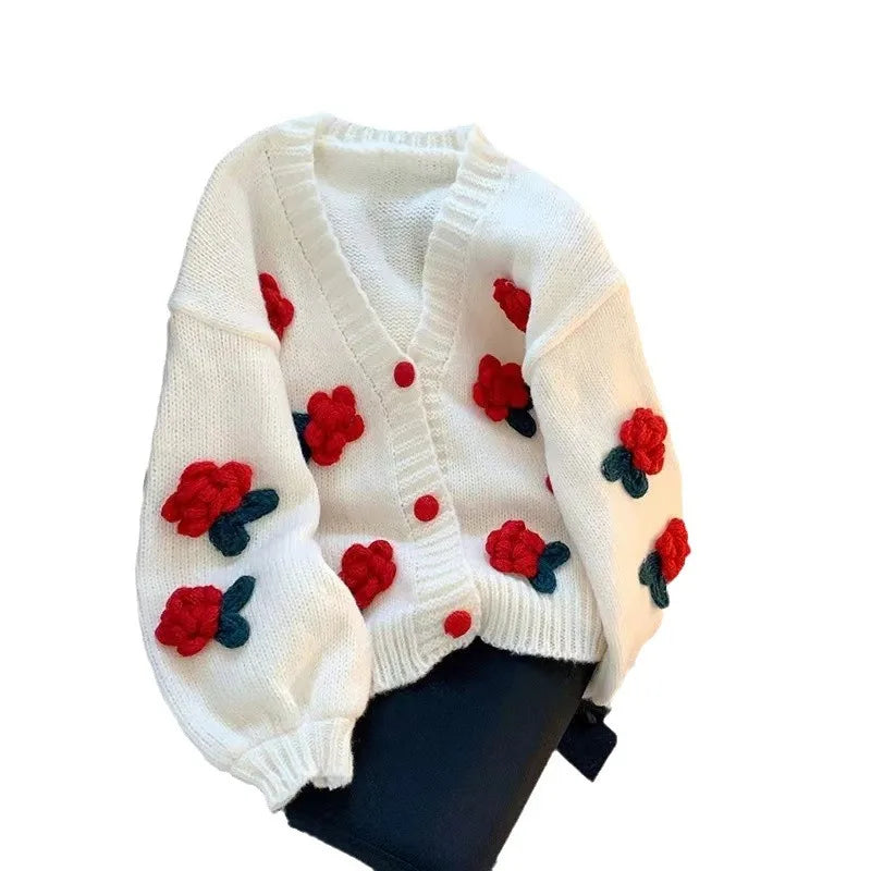 Floral Knit Cardigan for Women – Autumn/Winter Chic
